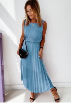 Plisowana sukienka maxi Dalmatia błękitna