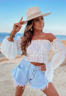 Short spangled blouse Monaco ecru