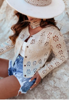 Krótki kardigan boho Laviano waniliowy