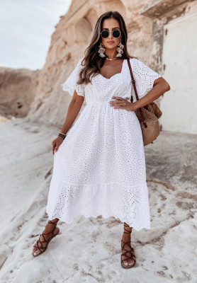La Mere white openwork boho dress