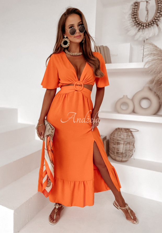 Sukienka z wycięciem Andora pomarańczowa