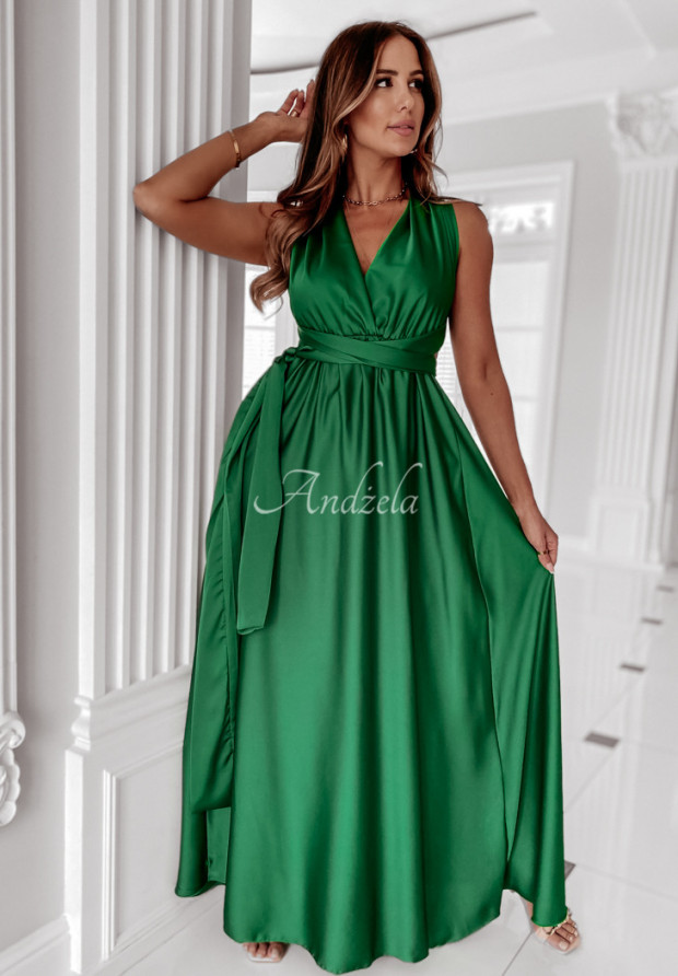 Satynowa sukienka Hartley zielona