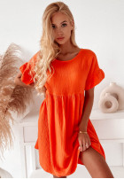 Muślinowa sukienka z falbankami Laguna pomarańczowa
