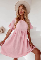 Muślinowa sukienka z falbankami Laguna różowa