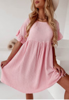 Muślinowa sukienka z falbankami Laguna różowa