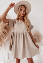 Muślinowa sukienka z falbankami Laguna beżowa