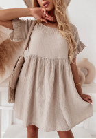 Muślinowa sukienka z falbankami Laguna beżowa