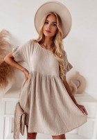 Muślinowa sukienka z falbankami Laguna beżowa