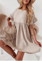 Muślinowa sukienka z falbankami Laguna beżowa