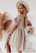 Muślinowa sukienka z falbankami Laguna beżowa