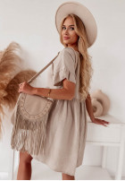 Muślinowa sukienka z falbankami Laguna beżowa