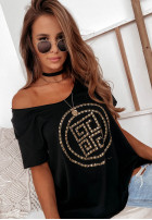 Bluzka oversize z aplikacją Detroit czarna