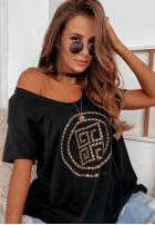 Bluzka oversize z aplikacją Detroit czarna