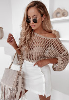 Ozdobnie pleciony sweter Nuevo złoty