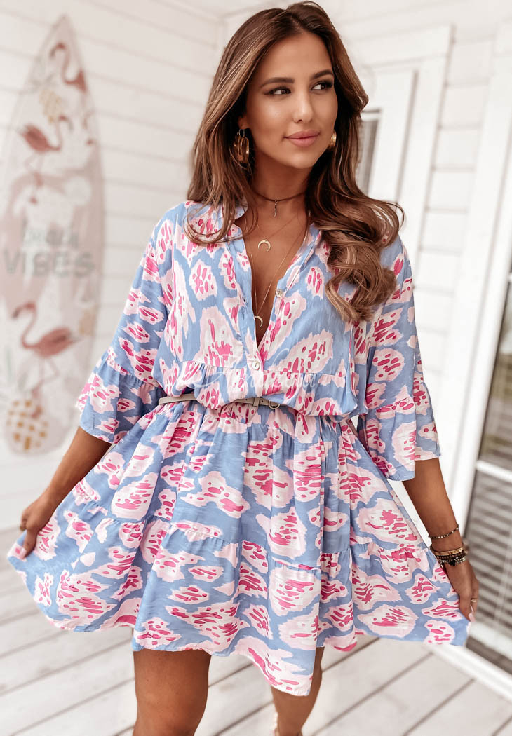 Ankona Lia lavender patterned frill dress