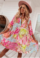 Patterned dress with frill Ankona Rossa pink