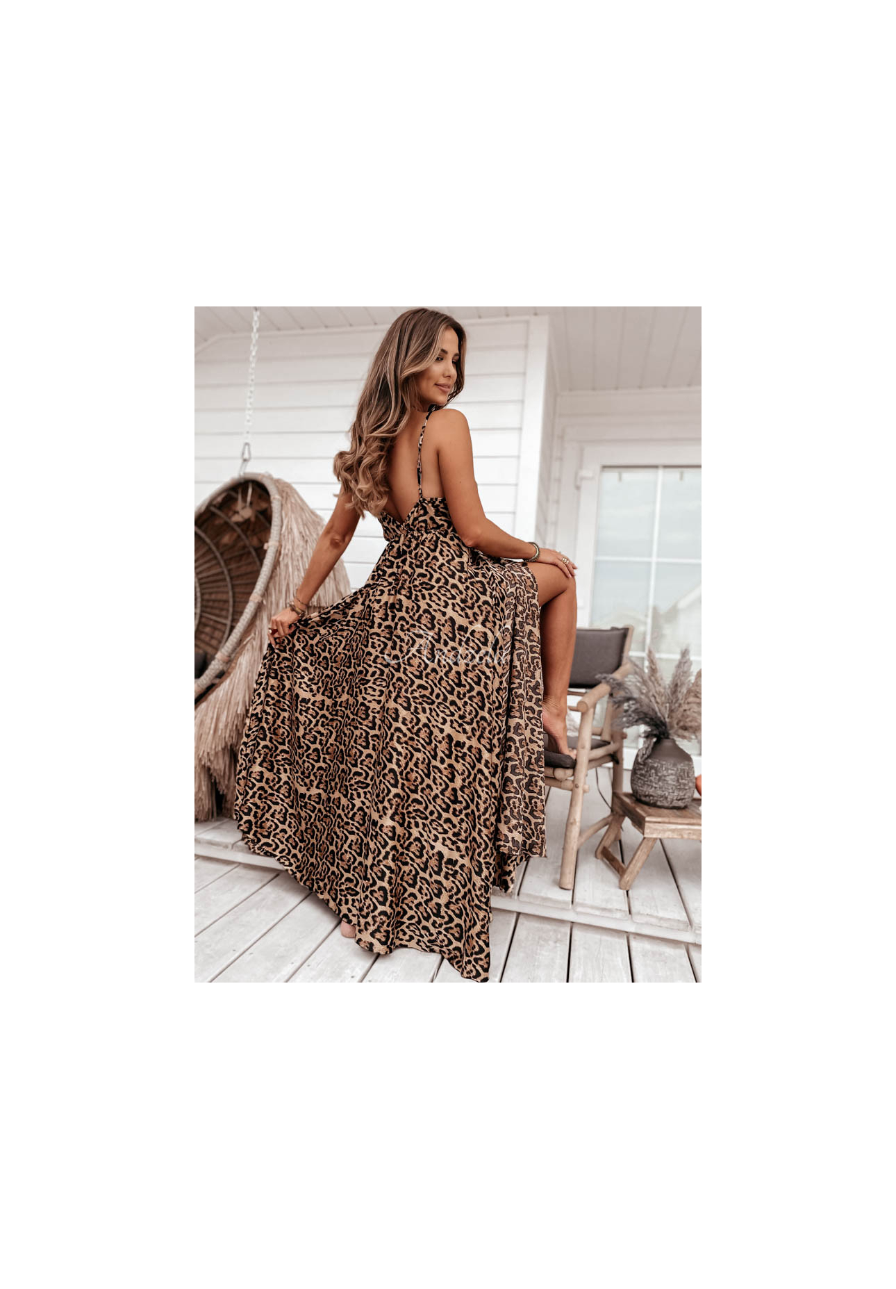 Namibia slit dress in camel camel camouflage