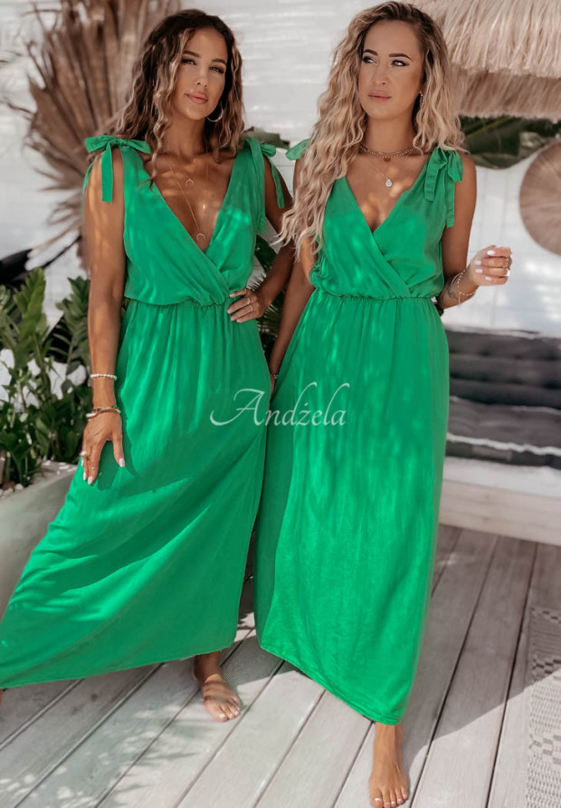 Sukienka na wiązanych ramiączkach Estacada zielona