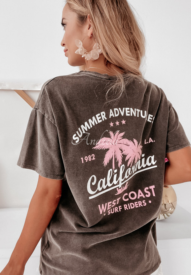 T-shirt z nadrukiem California II ciemnoszary