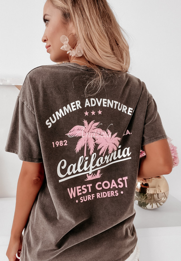 T-shirt z nadrukiem California II ciemnoszary
