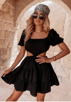 Muślinowa sukienka z wycięciem Malta czarna