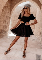 Muślinowa sukienka z wycięciem Malta czarna