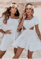 Muślinowa sukienka z wycięciem Malta biała