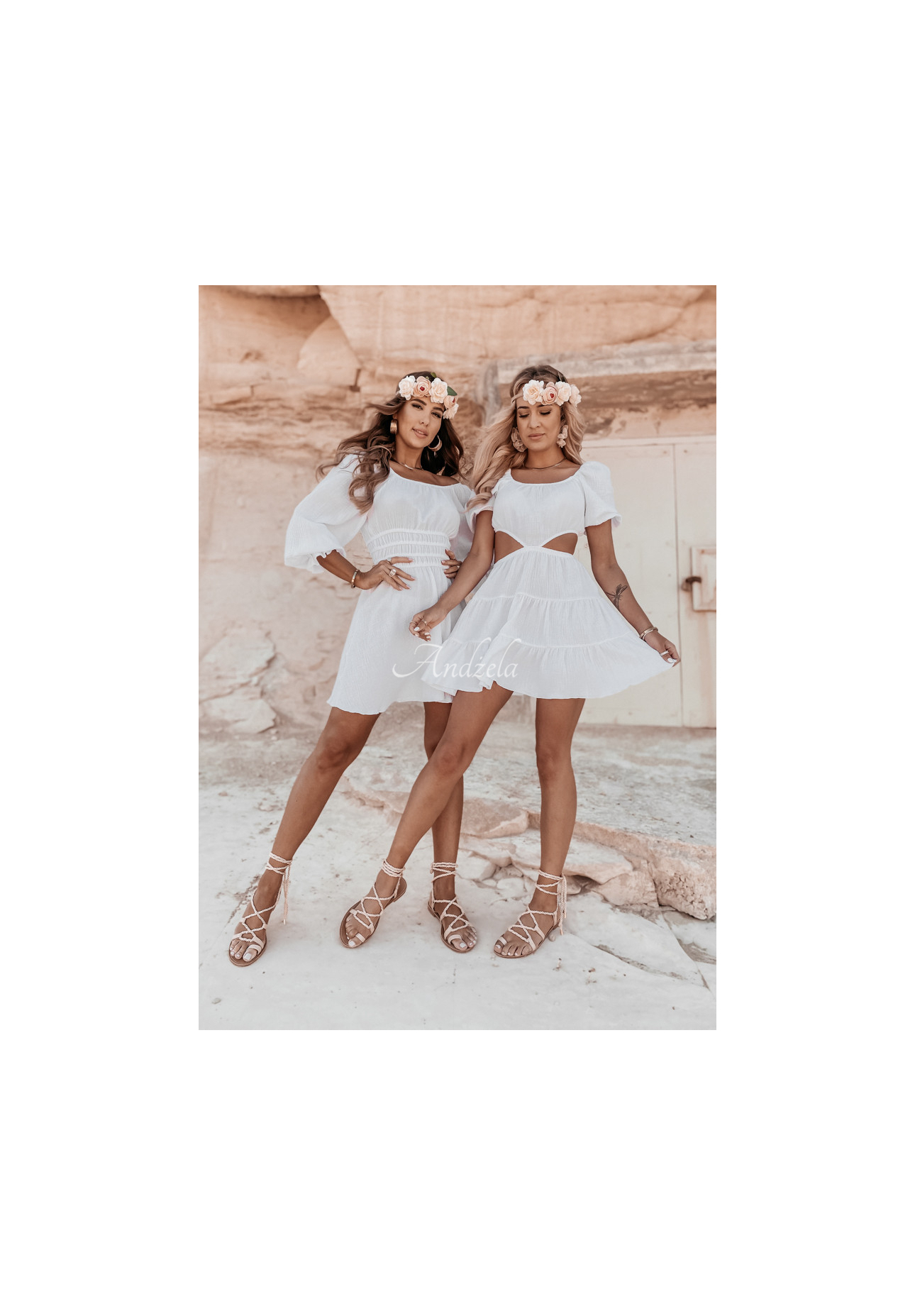 Muslin dress with cutout Malta white