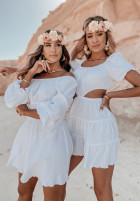 Muślinowa sukienka z wycięciem Malta biała