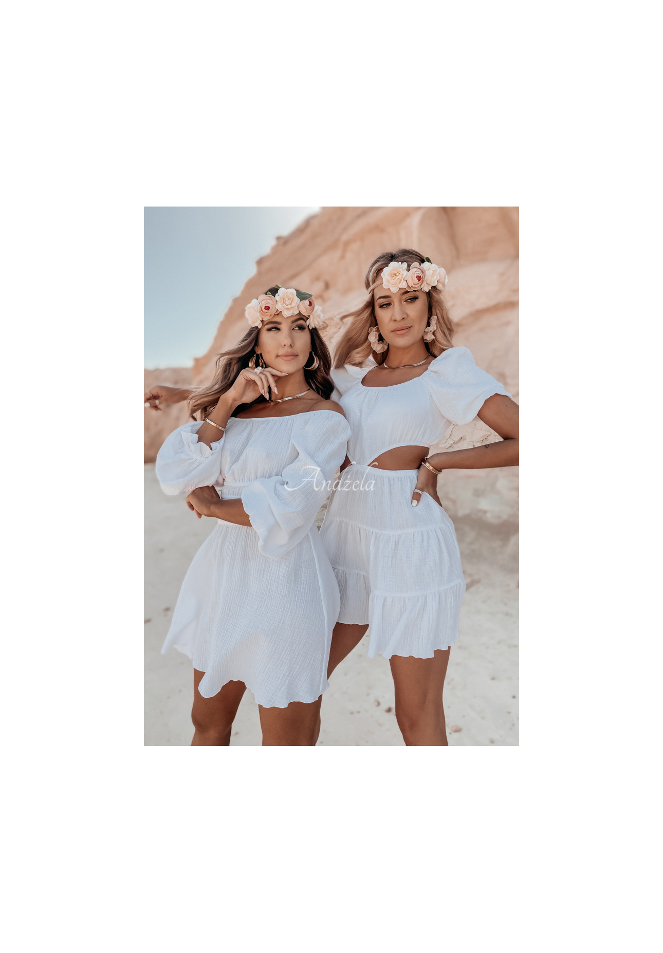 Muslin dress with cutout Malta white