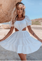 Muślinowa sukienka z wycięciem Malta biała