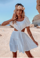 Muślinowa sukienka z wycięciem Malta biała