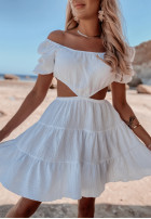 Muślinowa sukienka z wycięciem Malta biała