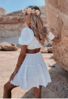 Muślinowa sukienka z wycięciem Malta biała