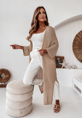 Long ornately braided Giulio gold cardigan