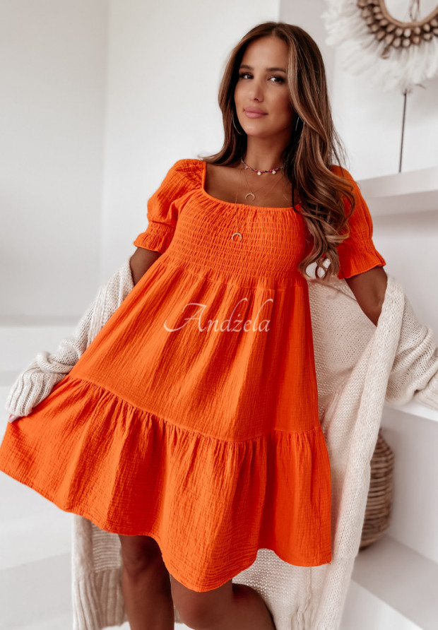 Muślinowa sukienka hiszpanka Alleena pomarańczowa