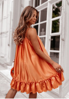 Satynowa sukienka na ramiączkach Venezia pomarańczowa