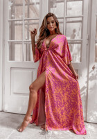 Wzorzysta sukienka Nicoma Flori pomarańczowa