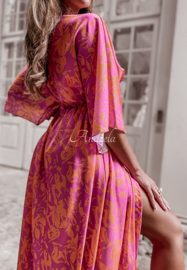 Wzorzysta sukienka Nicoma Floria pomarańczowa