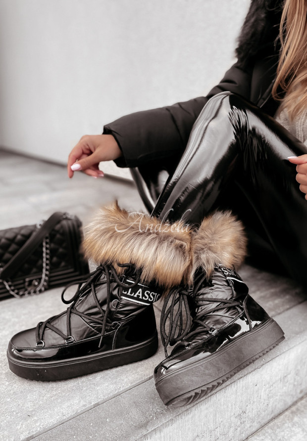 Buty śniegowce z futerkiem Wear czarne