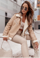 Jacket biker jacket z futrem Avira camel