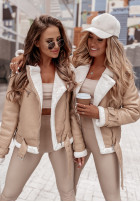 Jacket biker jacket z futrem Avira camel