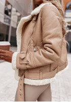 Jacket biker jacket z futrem Avira camel