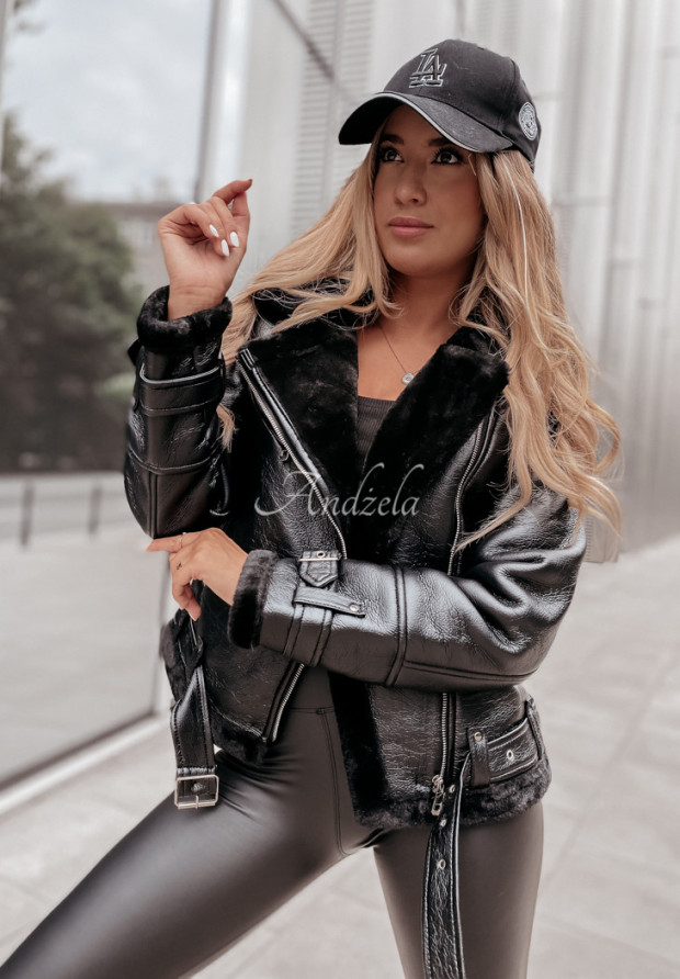 Avira faux fur ramones jacket black