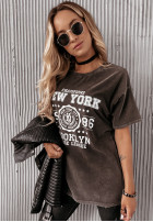 T-shirt z nadrukiem New York ciemnoszary