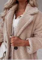 Długi płaszcz z imitacji kożucha Norseland in beige