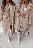 Długi płaszcz z imitacji kożucha Norseland in beige