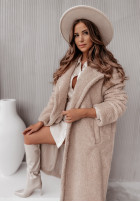 Długi płaszcz z imitacji kożucha Arctic in beige