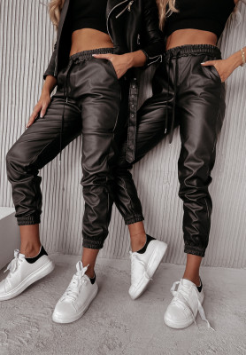 Spodnie joggery z imitacji skóry Sevigne czarne
