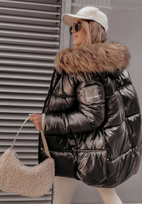 Lucky quilted hooded jacket black